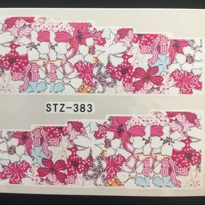 3/$12 Nail Waterslide Tattoo pink polka dot floral